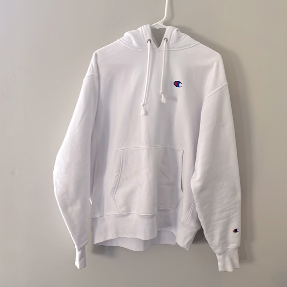 Champion Reverse Weave Sweatshirt Hoodie White Men's Size Large